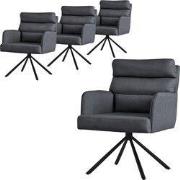 Eetkamerstoel set van 4 antraciet draaibaar met afneembaar rugkussen g...