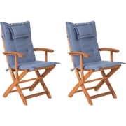 MAUI  - Tuinstoel set van 2 - Lichte houtkleur/Blauw - Acaciahout
