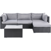 SANO - Loungeset voor 4 - Zwart - Linkszijdig - PE rotan