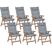 AMANTEA - Tuinstoel set van 6 - Donkerbruin/Grijs - Acaciahout