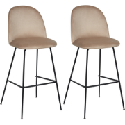 ARCOLA - Barkruk set van 2 - Taupe - Fluweel