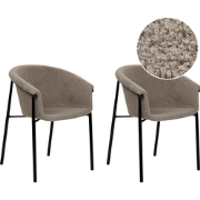AMES - Eetkamerstoel set van 2 - Taupe - Bouclé
