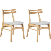 CYNTHIANA - Eetkamerstoel set van 2 - Lichtgrijs - Licht hout/Stof