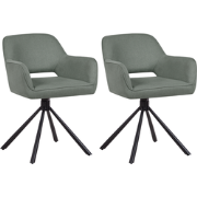 LOURES - Eetkamerstoel set van 2 - Donkergroen - Stof
