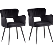 SANILAC - Eetkamerstoel set van 2 - Zwart - Fluweel