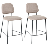 DUETTE - Barkruk set van 2 - Taupe - Kunstlinnen