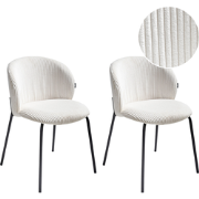 MILES - Eetkamerstoel set van 2 - Gebroken wit - Corduroy