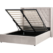 LUBBON  - Bed met opbergruimte - Taupe - 140 x 200 cm - Fluweel