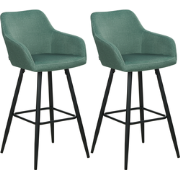 CASMALIA - Barkruk set van 2 - Donkergroen - Fluweel