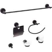 ZARUMA - 6-delige badkamer hardware set - Zwart - Aluminium
