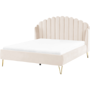 AMBILLOU - Tweepersoonsbed - Lichtbeige - 160 x 200 cm - Fluweel