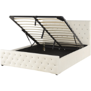 AMIENS  - Bed met opbergruimte - Lichtbeige - 160 x 200 cm - Fluweel