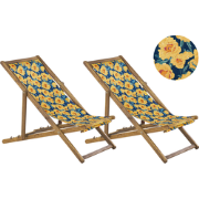 ANZIO  - Strandstoel set van 2 - Lichtbruin/Geel/Bloemen - Polyester