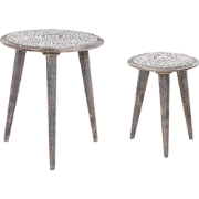 BARJU - Bijzettafel set - Gebroken wit - Mangohout