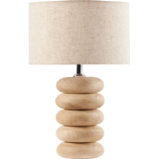 BETWA - Tafellamp - Lichtbruin - 41 cm - Mangohout/Katoen/Linnen