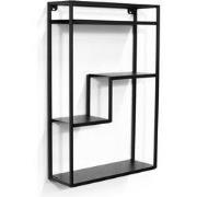 MIKA Wandrek Metaal Zwart – Industrieel Sierrekje 45 x 60 x 13 cm