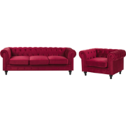 CHESTERFIELD - Bankenset  - Donkerrood - Fluweel