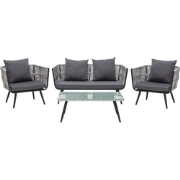 RAGUSA - Loungeset voor 4 - Grijs - PE rotan