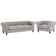 CHESTERFIELD - Woonkamerset - Lichtgrijs - Polyester