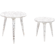 CHANDRA - Salontafel set - Gebroken wit - Mangohout