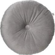 Dutch Decor OLLY - sierkussen Ø40 cm - rond velvet - Micro Chip - grij...