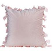 QUVIO Sierkussen gevuld met franjes - 45 x 45 cm - Licht roze