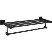 QUVIO Handdoekenrek wand met 1 stang + 1 plank - 61 cm - Aluminium - Z...