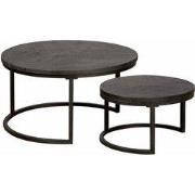 Tower living Viola round set of 2 coffeetable 70/55 - black sandblaste...