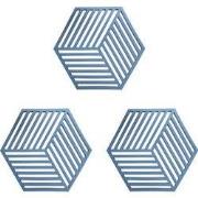 Krumble Pannenonderzetter Hexagon - Blauw - Set van 3