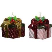 Cadeau glas l8b8h8 cm multi a2 kerst