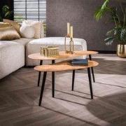Hoyz Collection - Salontafel Set-2 Niervormig Organisch - Massief Acac...
