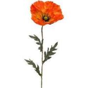 Kunstbloem papaver tak oranje, 65 cm
