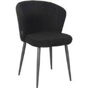 LABEL51 Eetkamerstoel Whirl - Zwart - Teddy - Zwart Metalen Frame