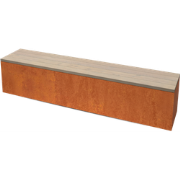 Modena Rechthoekige cortenstaal zitbank met Padouk hout L200 x B40 x H...