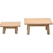 Lunar 87x87xH35 cm en 69,5x69,5xH26 cm acacia white wash