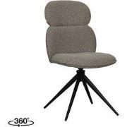 LABEL51 Eetkamerstoel Finn - Mushroom - Royal Boucle - Zwart Metalen F...