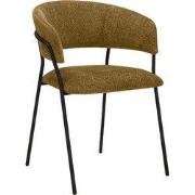 LABEL51 Eetkamerstoel Luuk - Mustard - Elite - Zwart Metalen Frame