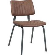 LABEL51 Eetkamerstoel Gusto - Bruin - PU-Leder - Zwart Metalen Frame