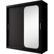 Meubella - Kledingkast Pete - Zwart - 180 cm - Met spiegel