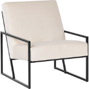 DELARY - Fauteuil - Lichtbeige - Fluweel