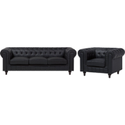 CHESTERFIELD - Woonkamerset - Zwart  - Kunstleer