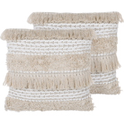 VILLUR  - Sierkussen set van 2 - Lichtbeige - 45 x 45 cm - Katoen