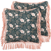 PARROTIA  - Sierkussen set van 2 - Blauwgroen - 45 x 45 cm - Fluweel