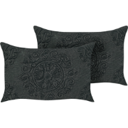 VELOOR  - Sierkussen set van 2 - Donkergrijs - 30 x 50 cm - Katoen