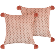 RUMHORA  - Sierkussen set van 2 - Roze - 45 x 45 cm - Fluweel