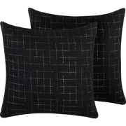 BELLFLOWER - Sierkussen set van 2 - Zwart - 45 x 45 cm - Polyester