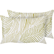SPANDOREA - Sierkussen set van 2 - Wit/Groen - 30 x 50 cm - Katoen