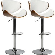 ROTTERDAM - Barkruk set van 2 verstelbaar - Wit - Kunstleer