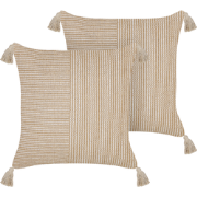 ARALIA  - Sierkussen set van 2 - Beige - 45 x 45 cm - Katoen