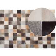 SOKE - Patchwork vloerkleed - Lichtgrijs - 160 x 230 cm - Leer